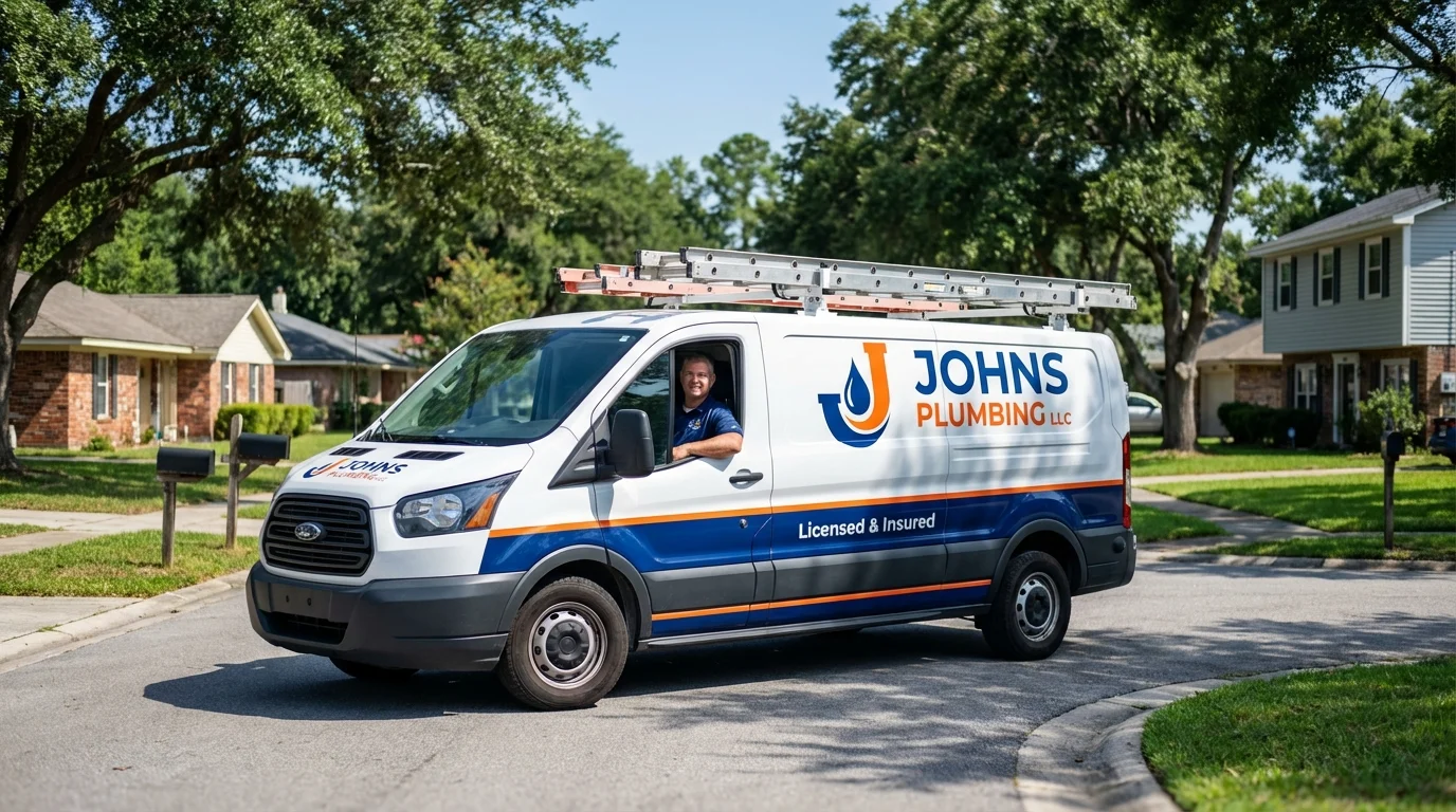 Johns Plumbing LLC service van in Heathsville, VA