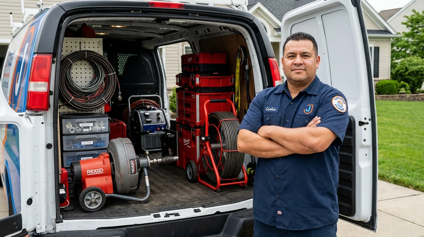 Professional drain cleaning equipment and Johns Plumbing LLC plumber in Heathsville