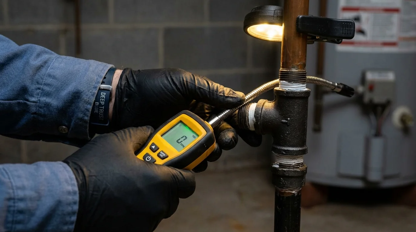 Gas leak detection with electronic sniffer by Johns Plumbing LLC in Heathsville