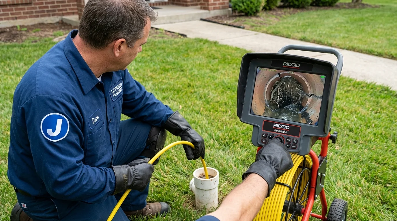 Sewer camera inspection being performed by Johns Plumbing LLC in Heathsville