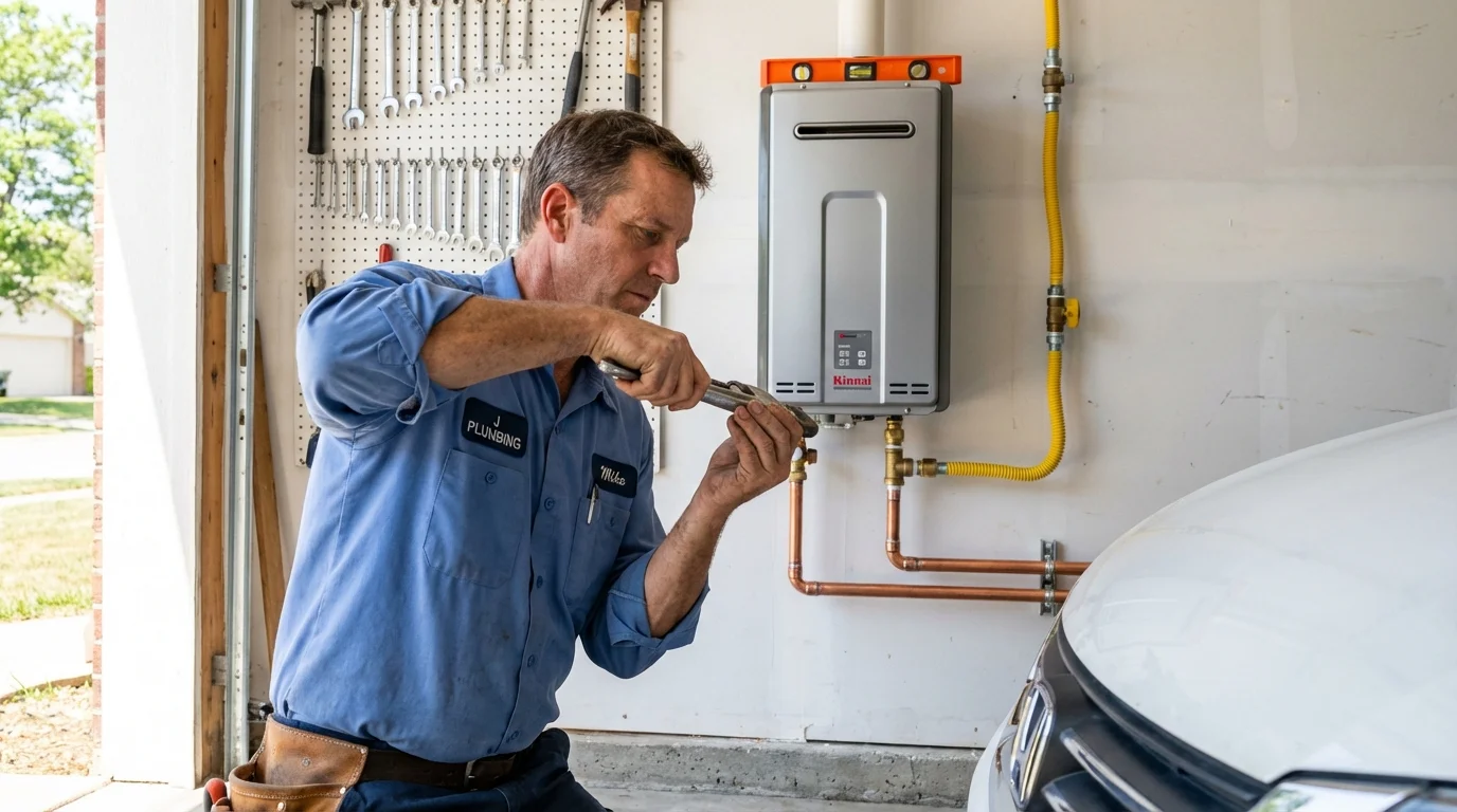 Tankless water heater installation by a Johns Plumbing LLC plumber in Heathsville